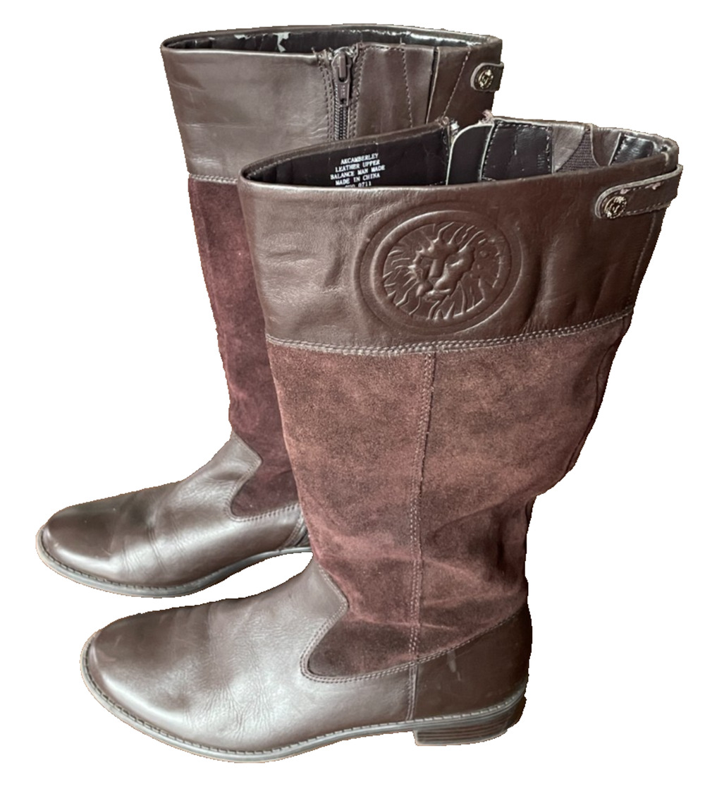 Anne Klein iFlex Akcamberley Suede Knee High Boots Riding Women 9.5 M Brown